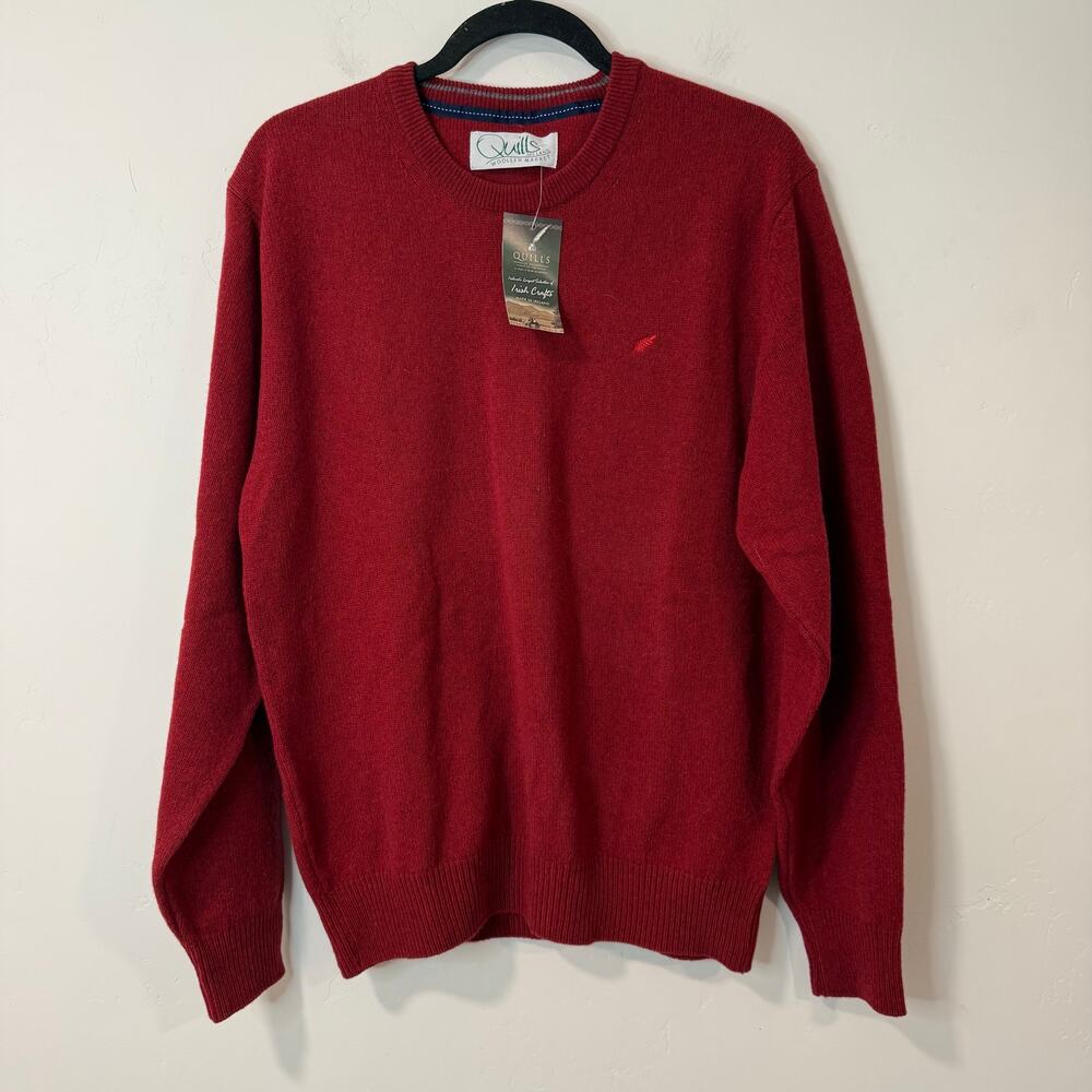 Quills Woolen Market Men's Sweater Crewneck Lambswool Knit Red NEW Medium‎ Irish